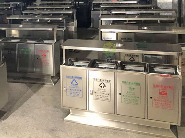 不銹鋼四分類垃圾桶-不銹鋼四聯(lián)分類垃圾桶廠家批量生產圖